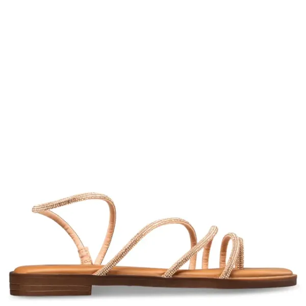 Flat Σανδάλι ENVIE με Strass σε Rose Gold Απόχρωση