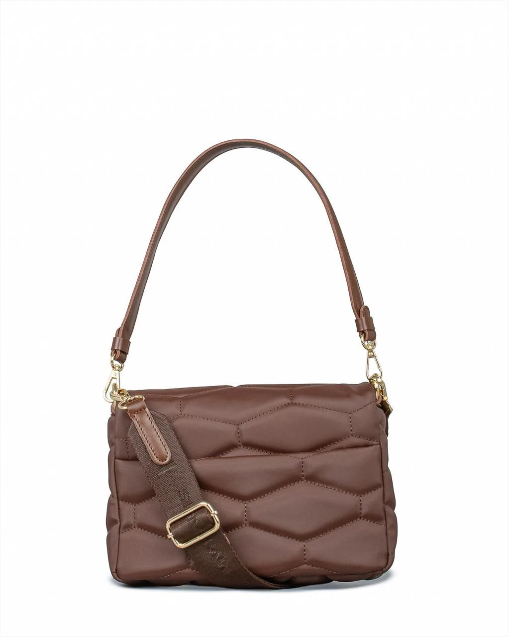 FRNC Καφέ Καπιτονέ Τσάντα Ώμου Μεσαίου Μεγέθους με Καπάκι & Λουρί Χιαστί 4 FRNC Καφέ Καπιτονέ Τσάντα Ώμου Μεσαίου Μεγέθους με Καπάκι & Λουρί Χιαστί - Image 4