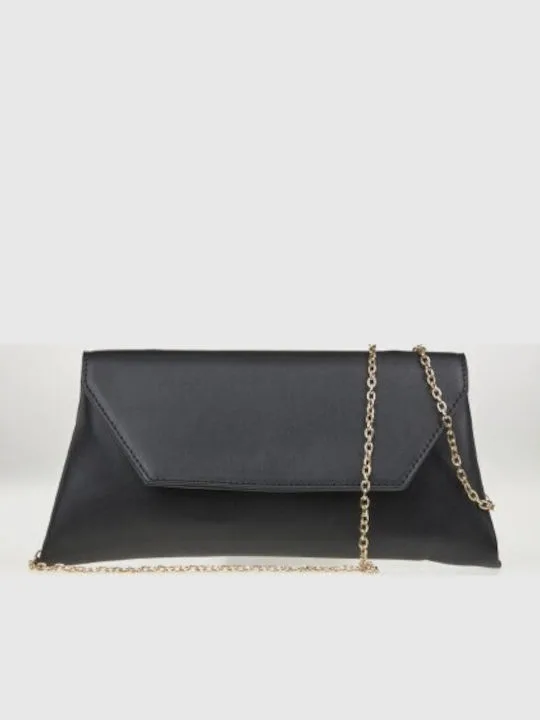 Γυναικεία Τσάντα Φάκελος Verde Μαύρη με Αλυσίδα