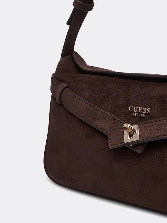 GUESS Ella Καφέ Σουέτ Γυναικεία Τσάντα Ώμου 3 GUESS Ella Καφέ Σουέτ Γυναικεία Τσάντα Ώμου - Image 3