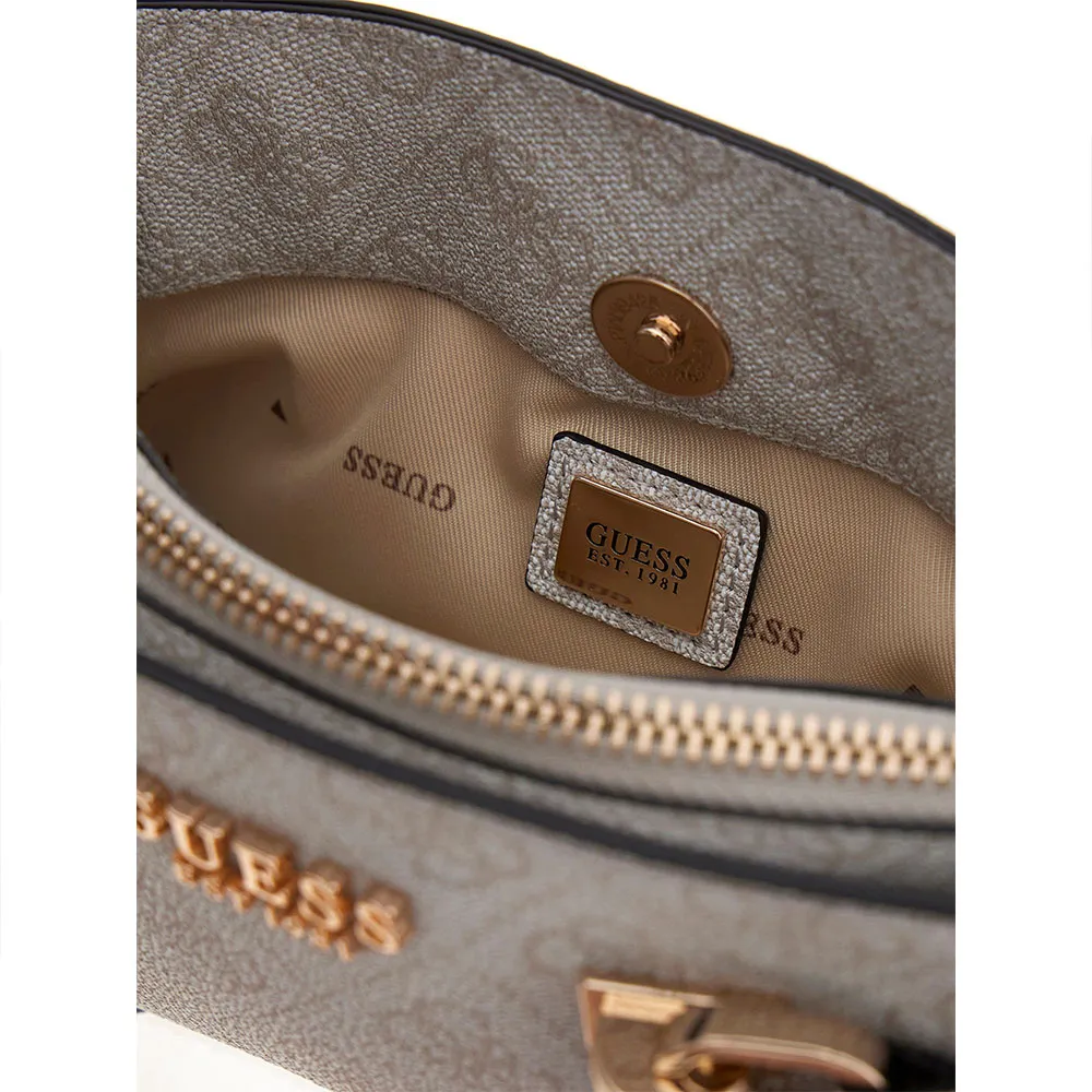 Guess Leona Logo Bag Bone Τσάντα Ώμου με Logo Print 4 Guess Leona Logo Bag Bone Τσάντα Ώμου με Logo Print - Image 4