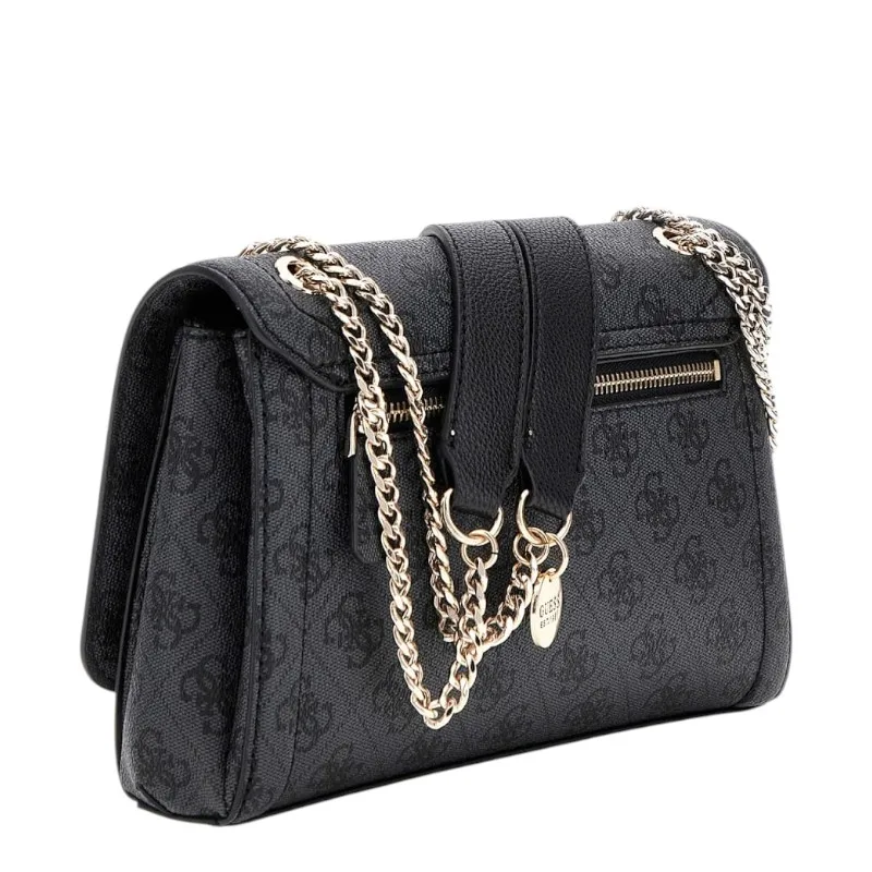 Guess γυναικεία τσάντα ώμου γκρι monogram με αλυσίδα και logo 2 Guess γυναικεία τσάντα ώμου γκρι monogram με αλυσίδα και logo - Image 2