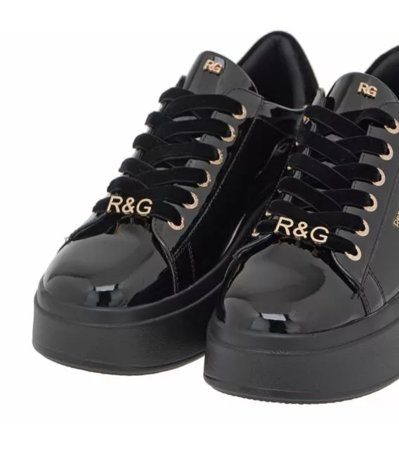 Γυναικεία Sneakers Renato Garini Μαύρα Λουστρίνι 4 Γυναικεία Sneakers Renato Garini Μαύρα Λουστρίνι - Image 4