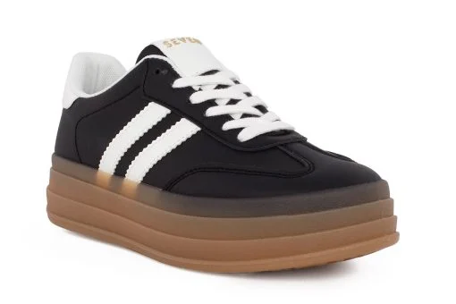 Γυναικεία Sneakers Seven Μαύρα με Λευκό 2 Γυναικεία Sneakers Seven Μαύρα με Λευκό - Image 2