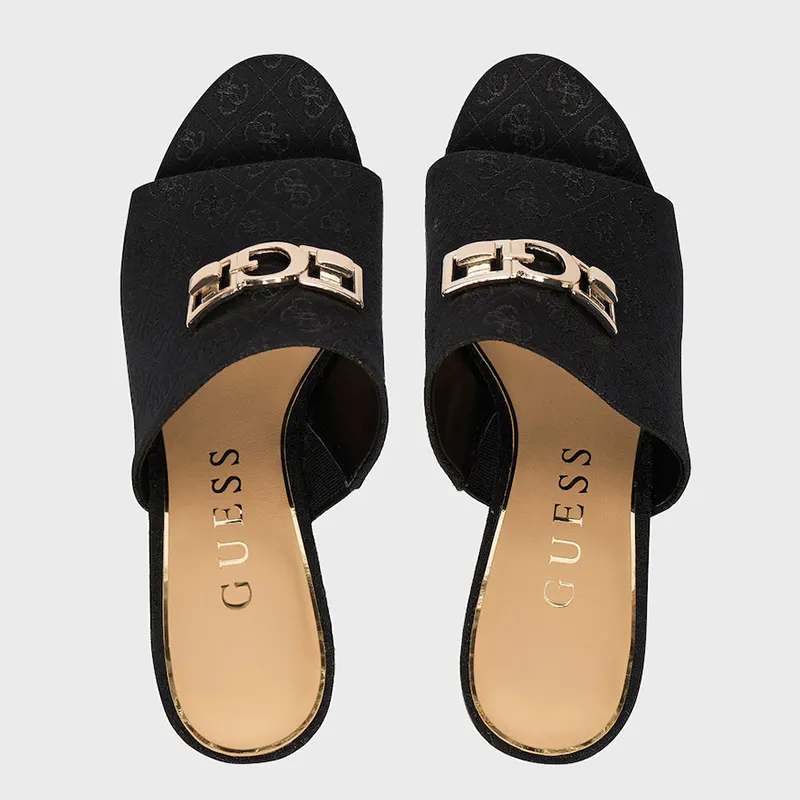 Guess Platform Mule Παντόφλα Μαύρη με Monogram Σχέδιο 3 Guess Platform Mule Παντόφλα Μαύρη με Monogram Σχέδιο - Image 3