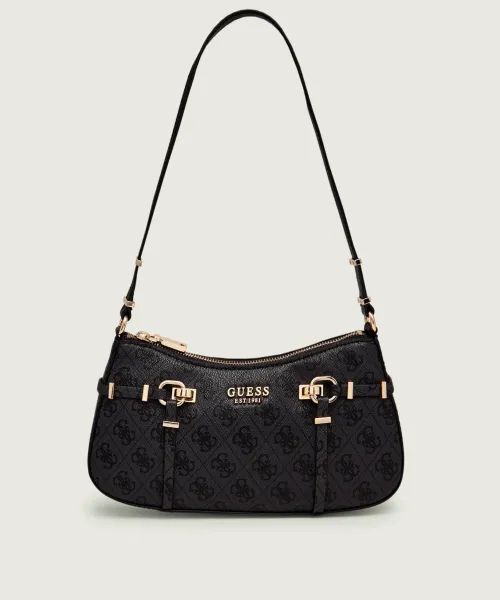 Guess Leona Logo Τσάντα Ώμου Μαύρη