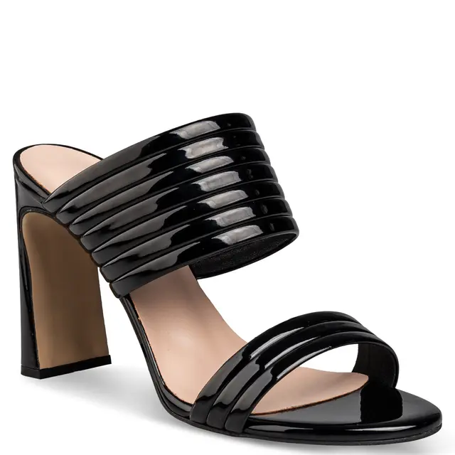 Mairiboo for Envie Μαύρο Λουστρίνι Πέδιλο Mule με Ριγέ Λουράκια 2 Mairiboo for Envie Μαύρο Λουστρίνι Πέδιλο Mule με Ριγέ Λουράκια - Image 2
