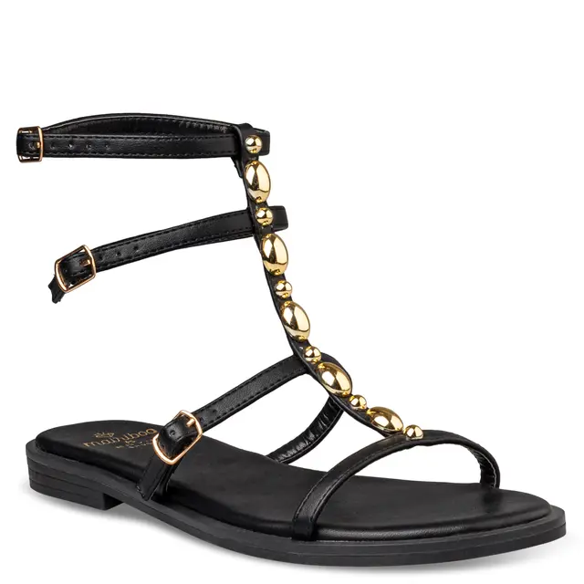 Mairiboo for Envie Μαύρα Gladiator Σανδάλια με Χρυσές Λεπτομέρειες 2 Mairiboo for Envie Μαύρα Gladiator Σανδάλια με Χρυσές Λεπτομέρειες - Image 2