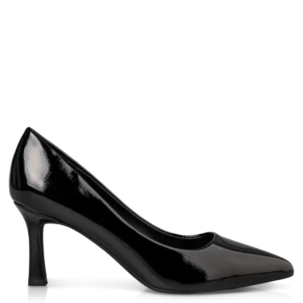 Envie Μαύρες Λουστρίνι Γόβες με Μυτερή Μύτη & Kitten Heel