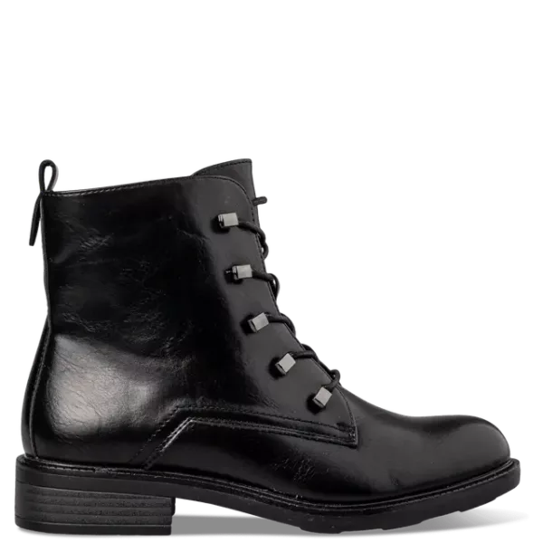 Γυναικείο Μποτάκι Envie Μαύρο με Κορδόνια και Φερμουάρ