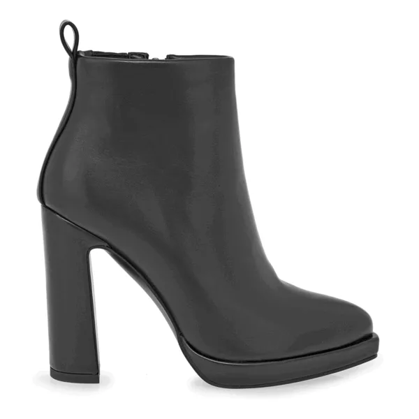 SEVEN Μποτάκια Μαύρα Δερμάτινα