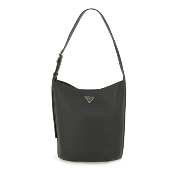 GUESS Μαύρη Τσάντα Ώμου Bucket με Μεταλλικό Logo